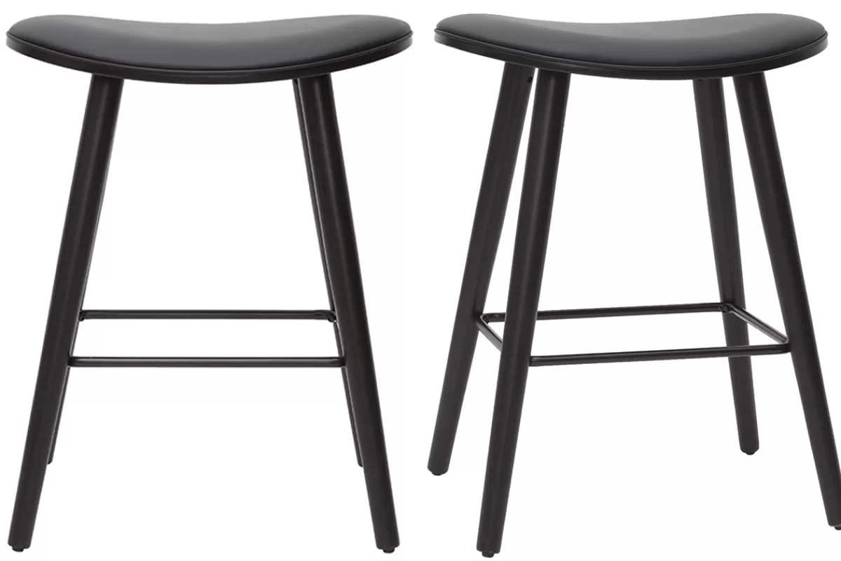 Miliboo Taburetes De Bar-Set de 2 taburetes de cocina de diseño negro 65 cm MEADOW