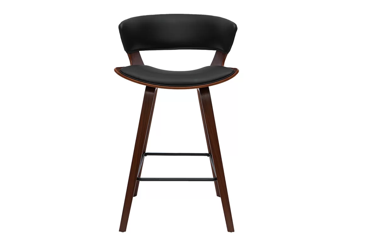 Miliboo Taburetes De Bar-Set de 2 taburetes de cocina de diseño negro con madera oscura 65 cm SYRAH