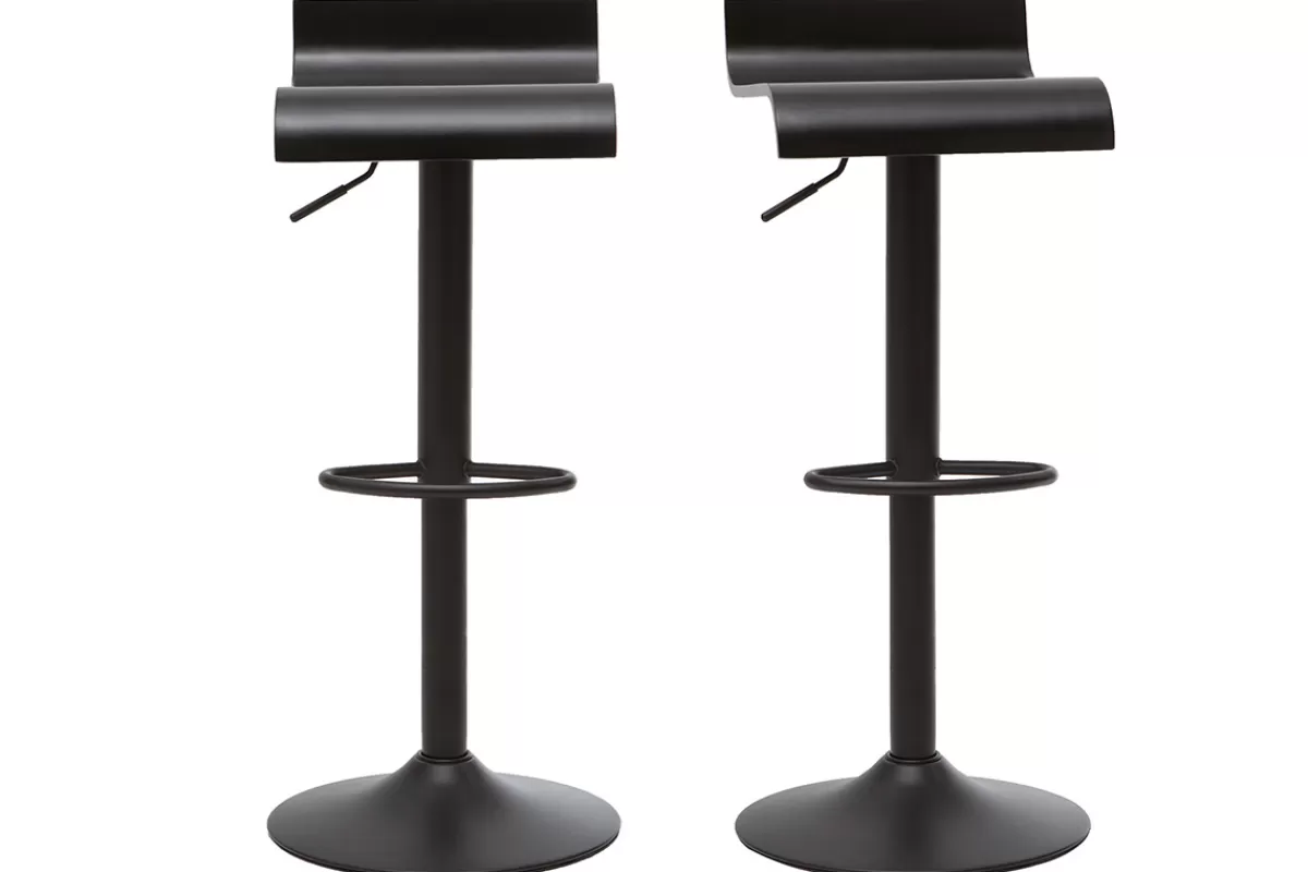 Miliboo Taburetes De Bar-Set de 2 taburetes de cocina de diseño negro SURF