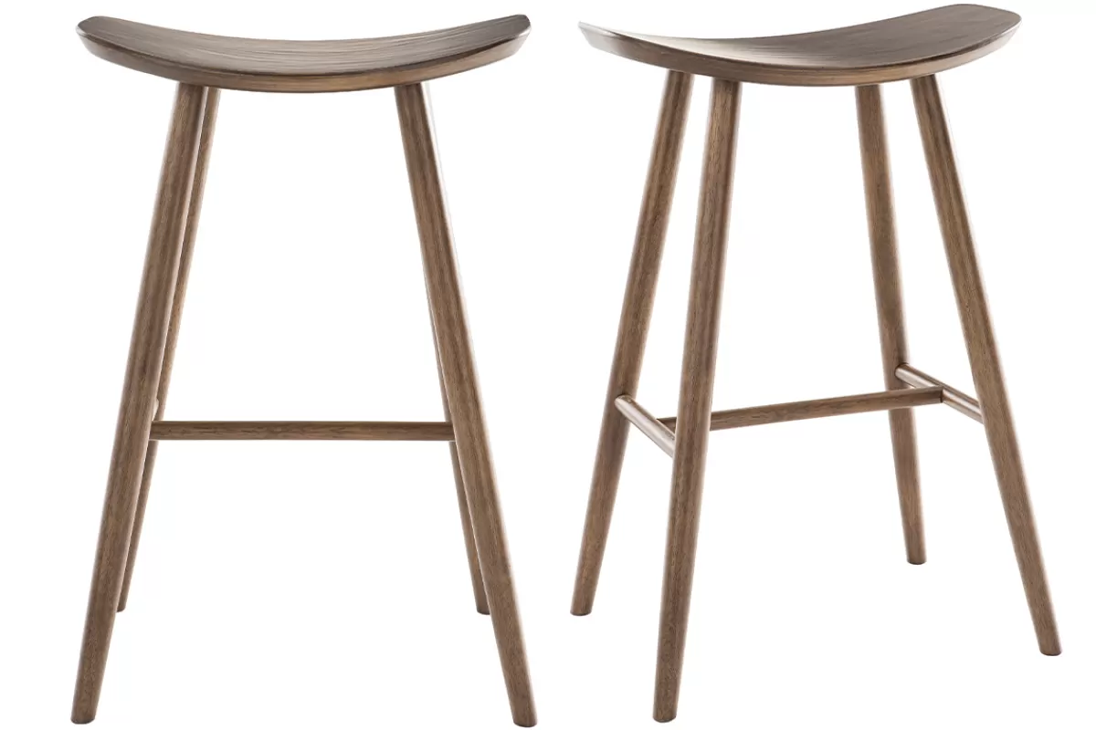 Miliboo Taburetes De Bar-Set de 2 taburetes de cocina de diseño nogal 72 cm DEMORY