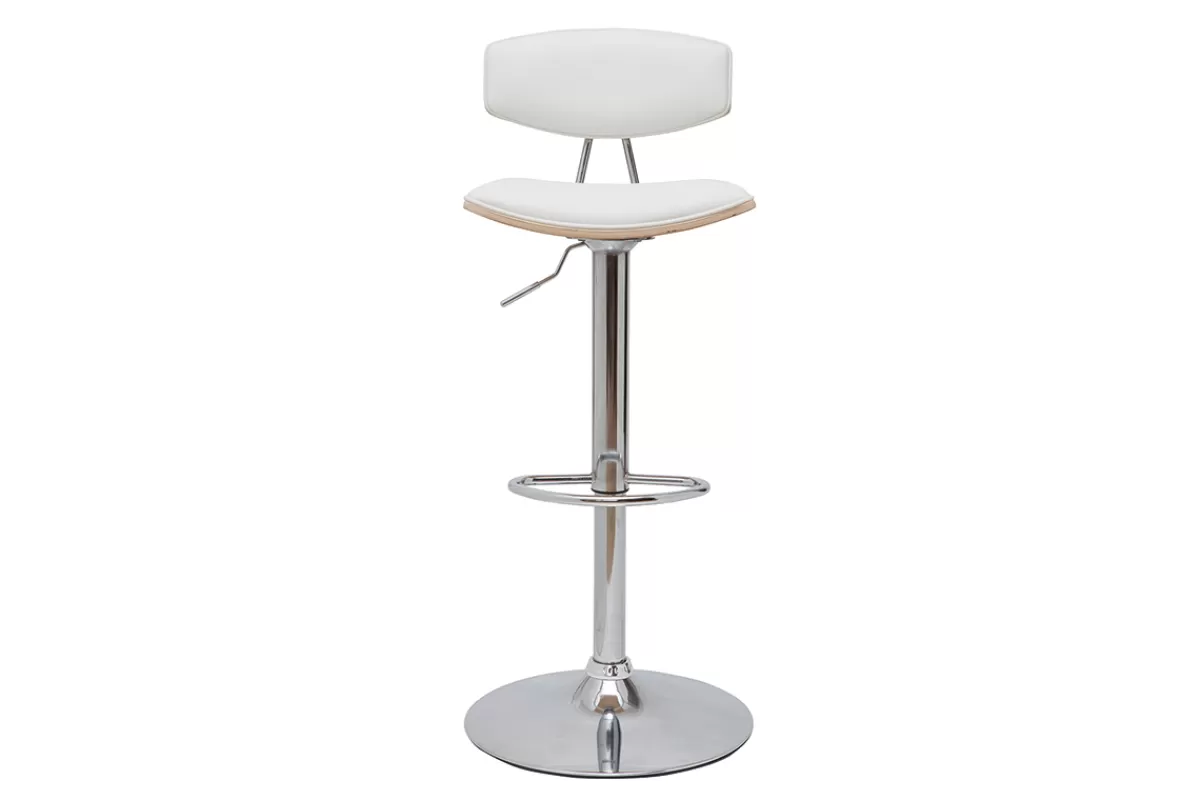 Miliboo Taburetes De Bar-Set de 2 taburetes de cocina de diseño regulable blanco y madera clara VASCO