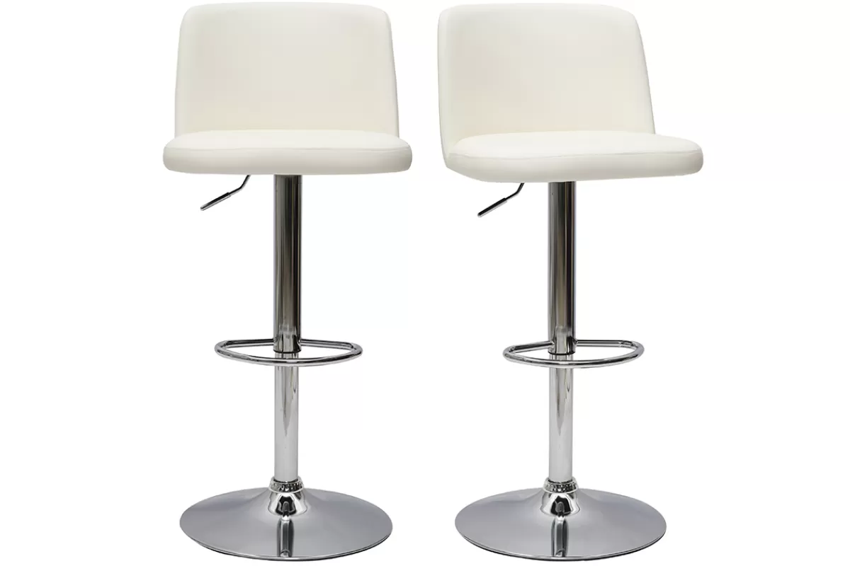 Miliboo Taburetes De Bar-Set de 2 taburetes de cocina de diseño regulables blanco MONTI