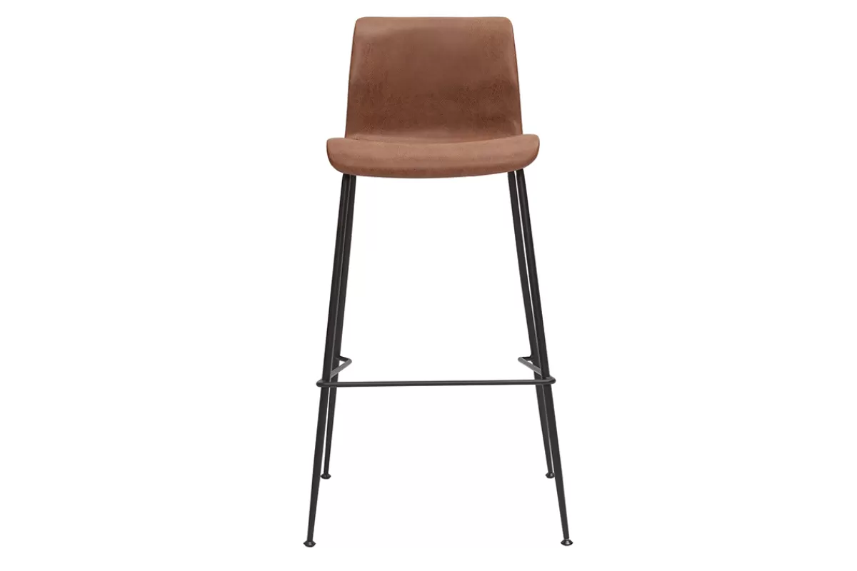 Miliboo Taburetes De Bar-Set de 2 taburetes de cocina fijos marrón envejecido y metal negro 75 cm HAROLD