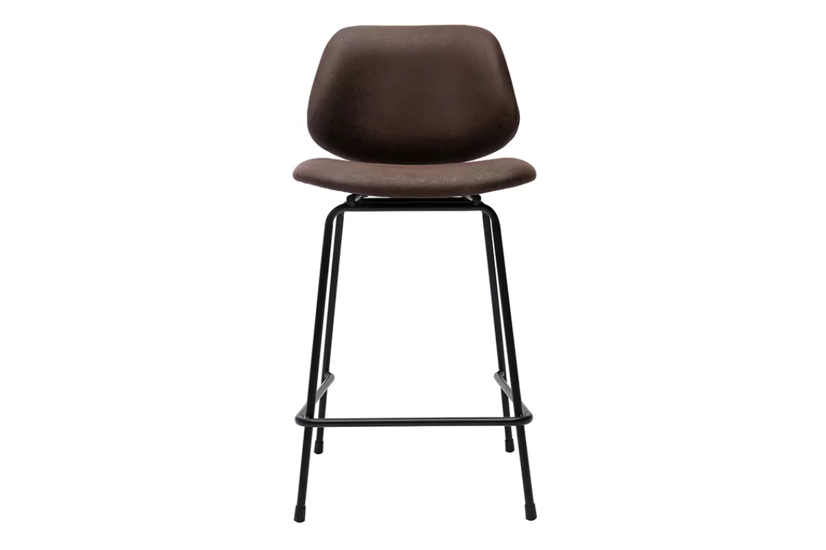 Miliboo Taburetes De Bar-Set de 2 taburetes de cocina marrón envejecido y metal negro 65 cm BARNET
