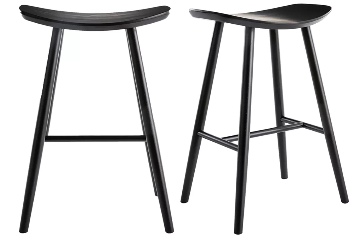Miliboo Taburetes De Bar-Set de 2 taburetes de cocina negros 65 cm DEMORY