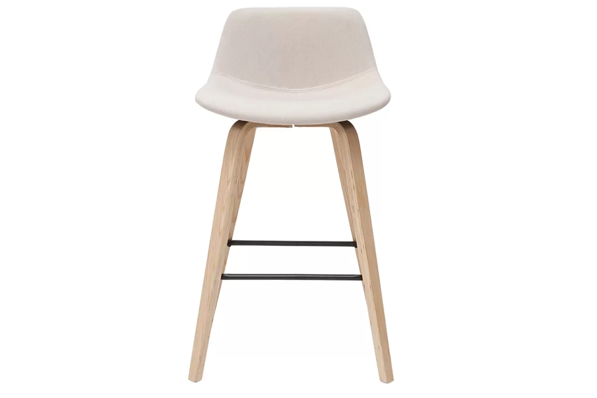 Miliboo Taburetes De Bar-Set de 2 taburetes de cocina nórdicos beige y madera clara 65 cm NONIE