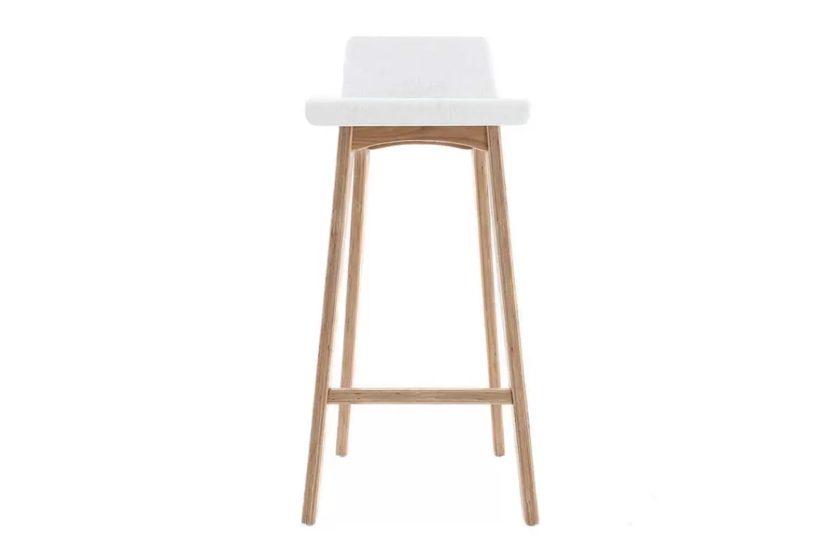 Miliboo Taburetes De Bar-Set de 2 taburetes de cocina nórdicos blancos y madera clara 75 cm BALTIK