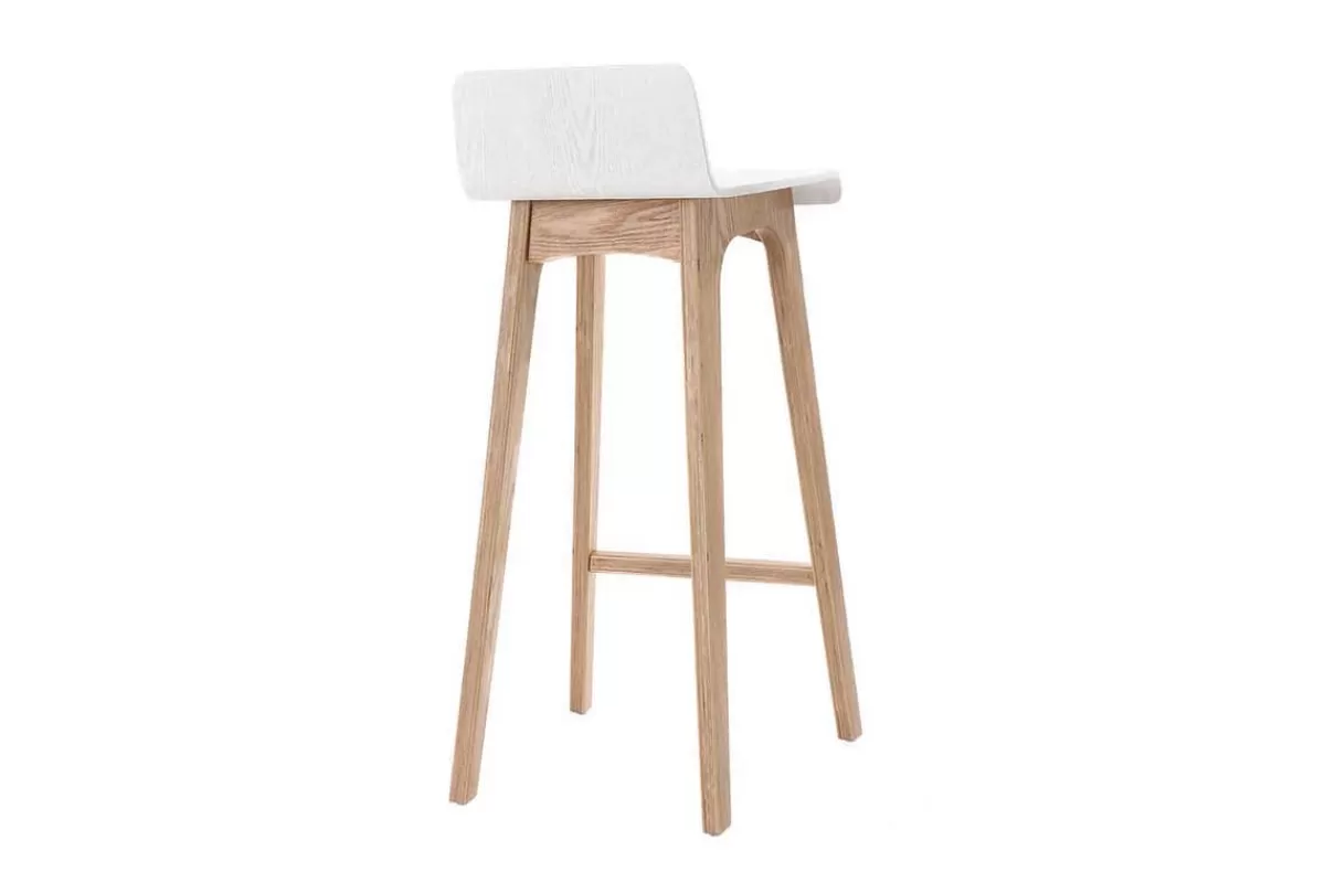 Miliboo Taburetes De Bar-Set de 2 taburetes de cocina nórdicos blancos y madera clara 75 cm BALTIK