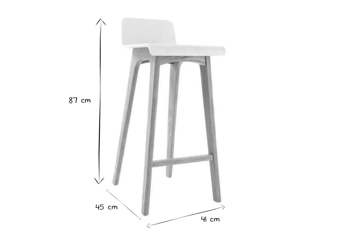 Miliboo Taburetes De Bar-Set de 2 taburetes de cocina nórdicos blancos y madera clara 75 cm BALTIK