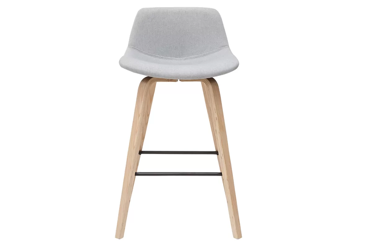 Miliboo Taburetes De Bar-Set de 2 taburetes de cocina nórdicos gris claro y madera 65 cm NONIE