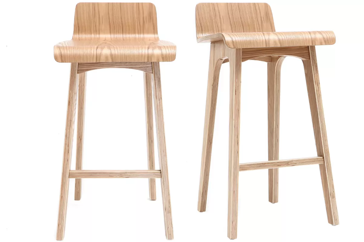 Miliboo Taburetes De Bar-Set de 2 taburetes de cocina nórdicos madera clara 65 cm BALTIK