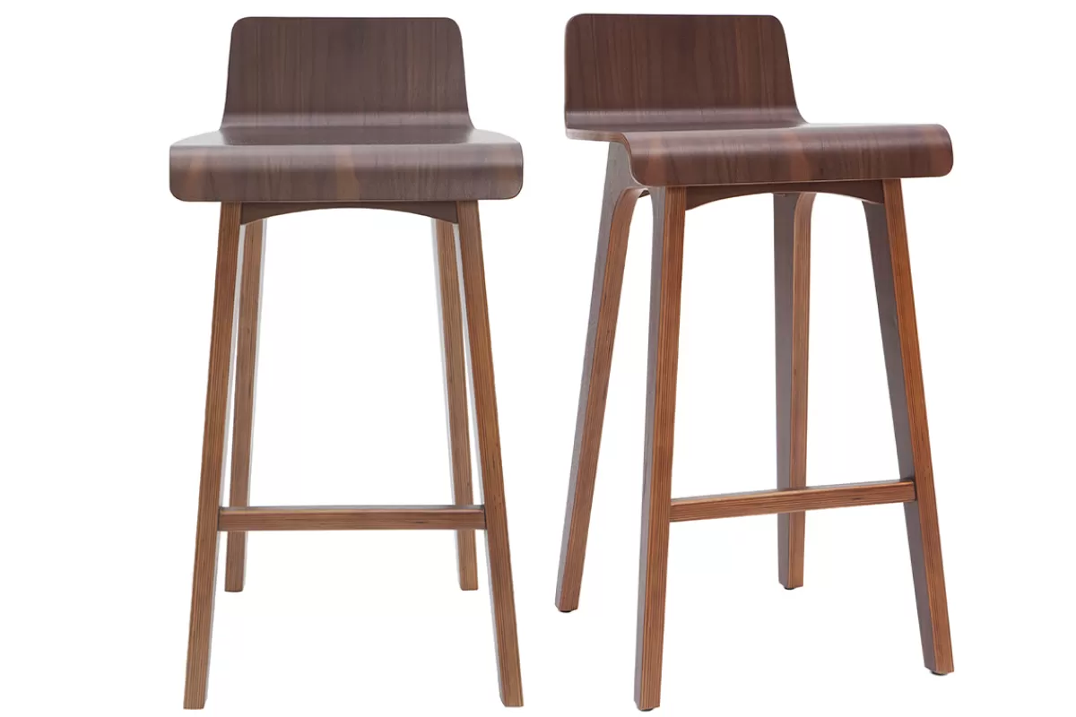 Miliboo Taburetes De Bar-Set de 2 taburetes de cocina nórdicos nogal 65 cm BALTIK