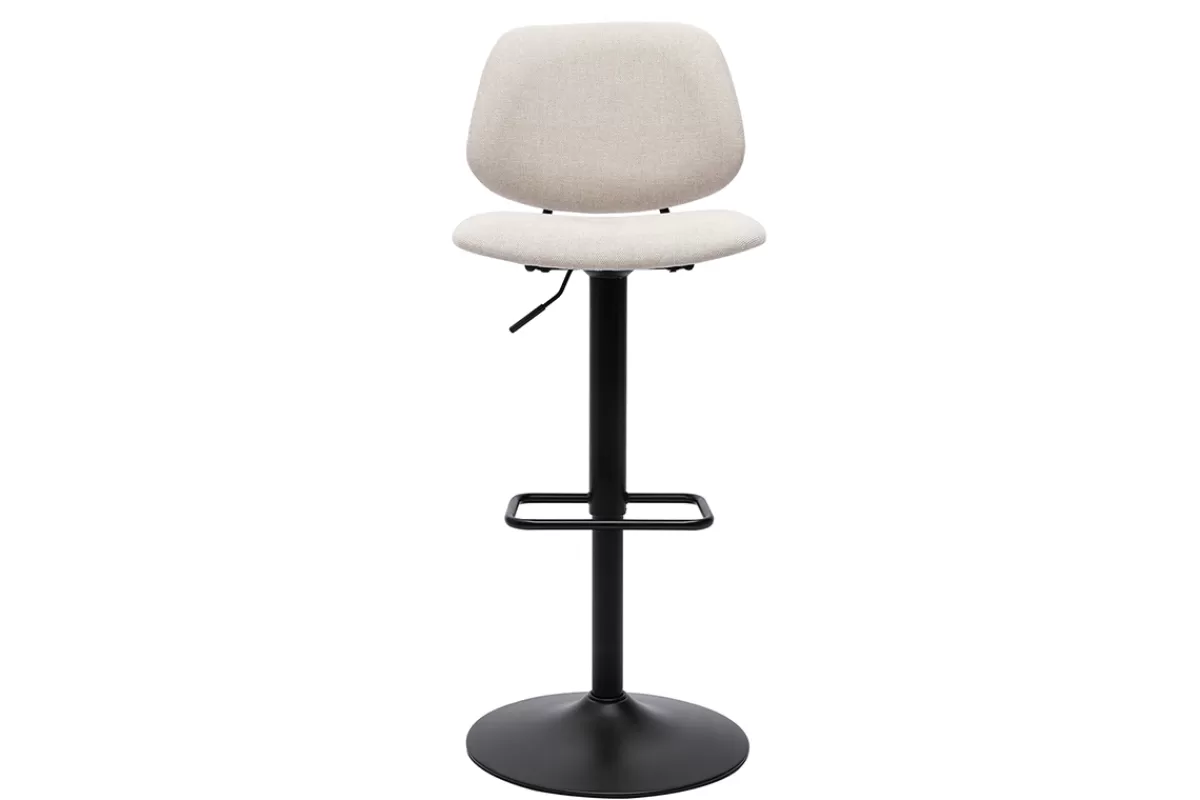Miliboo Taburetes De Bar-Set de 2 taburetes de cocina regulables de diseño de tejido efecto aterciopelado beige y metal negro BARNET