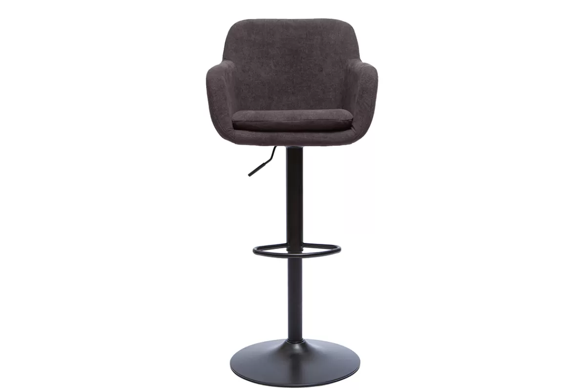 Miliboo Taburetes De Bar-Set de 2 taburetes de cocina regulables efecto aterciopelado gris oscuro AMIKA