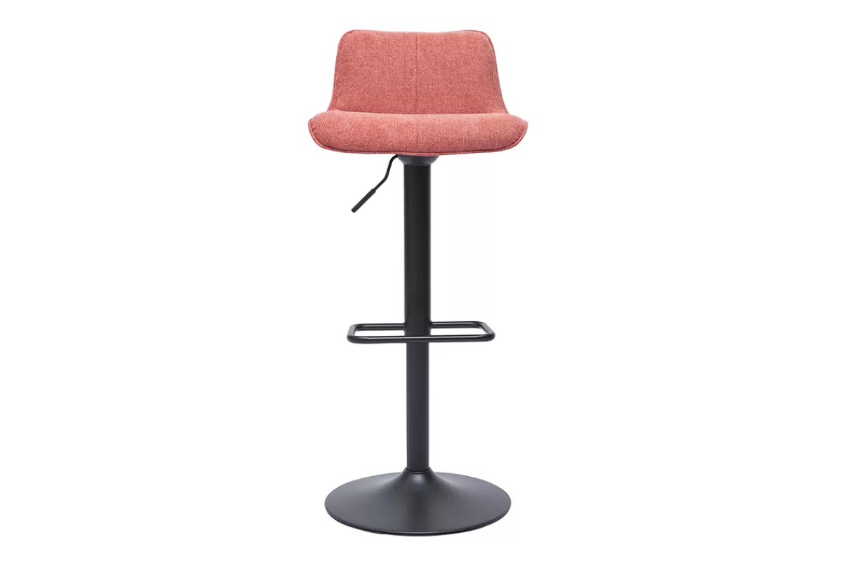 Miliboo Taburetes De Bar-Set de 2 taburetes de cocina regulables y giratorios 360º de tejido efecto aterciopelado terracota y metal negro BOOST