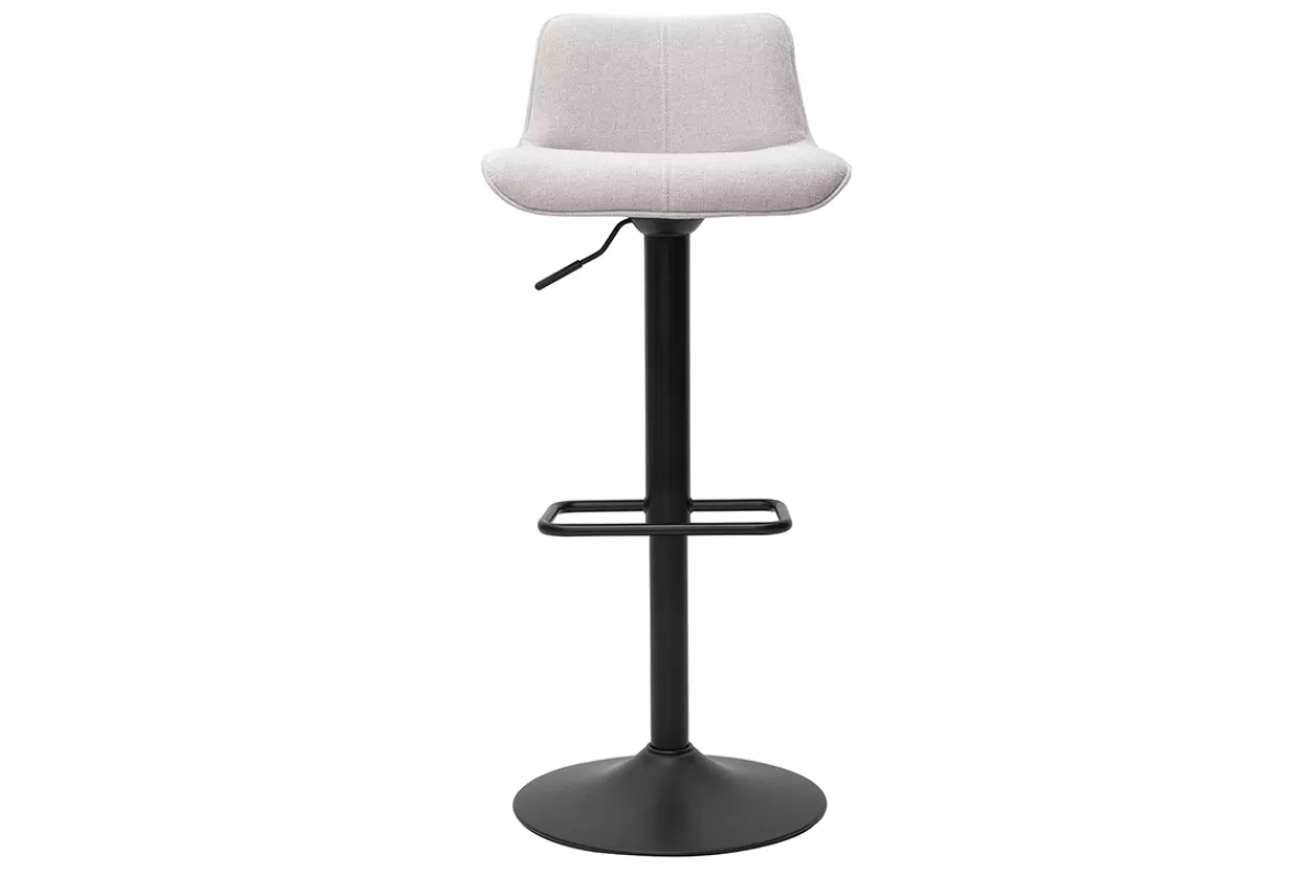 Miliboo Taburetes De Bar-Set de 2 taburetes de cocina regulables y giratorios 360º de tejido efecto aterciopelado beige y metal BOOST