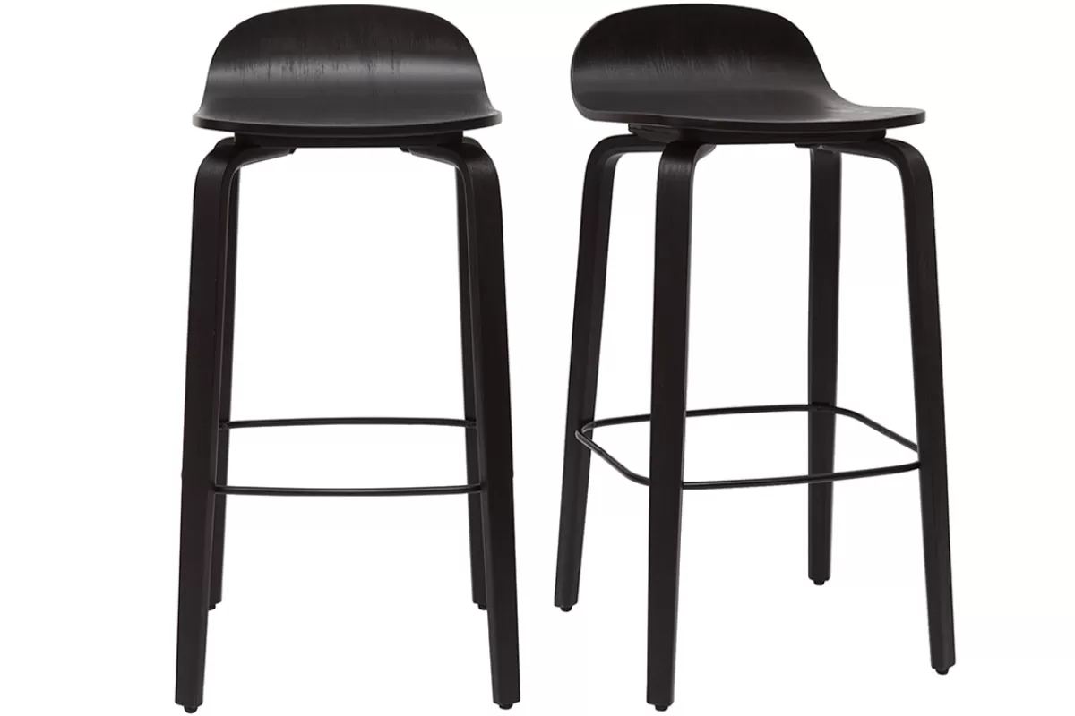 Miliboo Taburetes De Bar-Set de 2 taburetes de cocina vintage negros 68 cm OBRA
