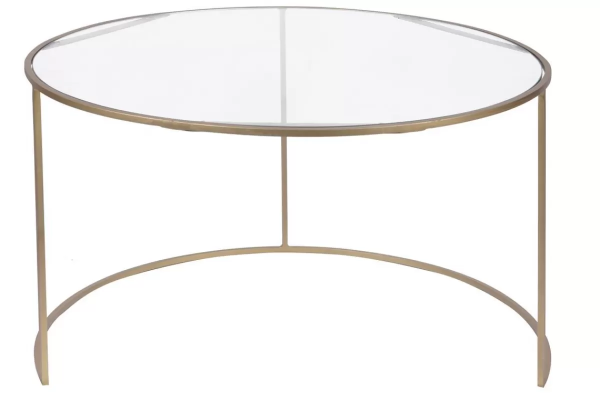 Miliboo Mesas De Salón-Set de 2 mesas nido de centro en metal dorado y cristal tintado azul petróleo ROXO