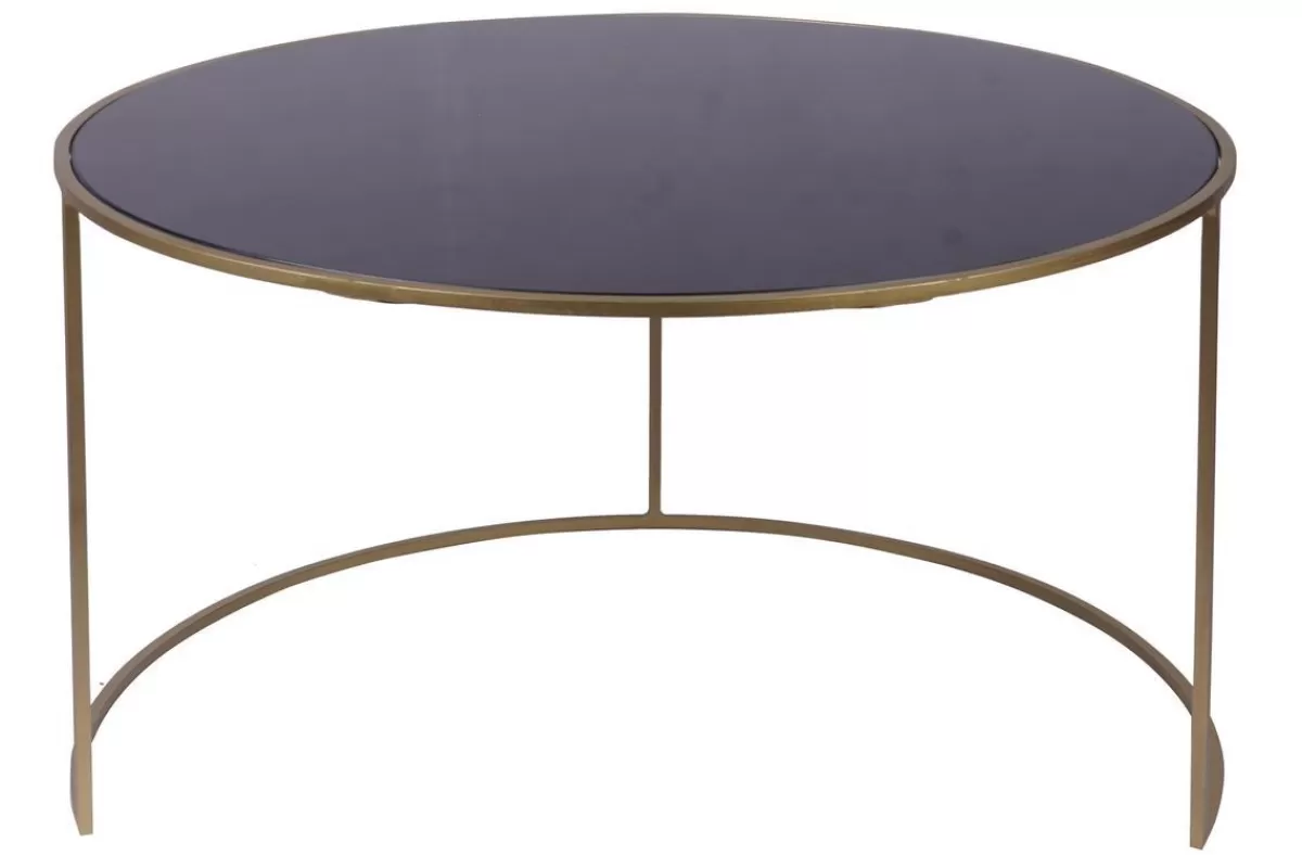 Miliboo Mesas De Salón-Set de 2 mesas nido de centro en metal dorado y cristal tintado negro ROXO