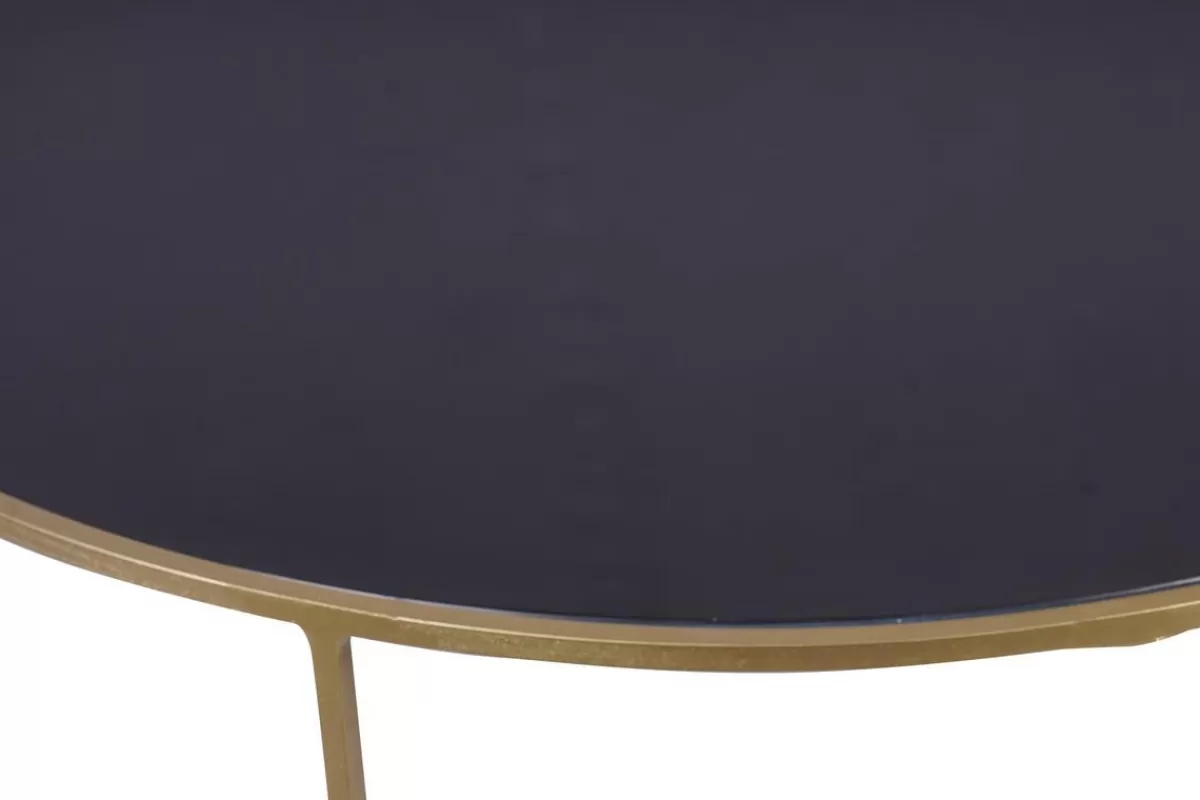 Miliboo Mesas De Salón-Set de 2 mesas nido de centro en metal dorado y cristal tintado negro ROXO