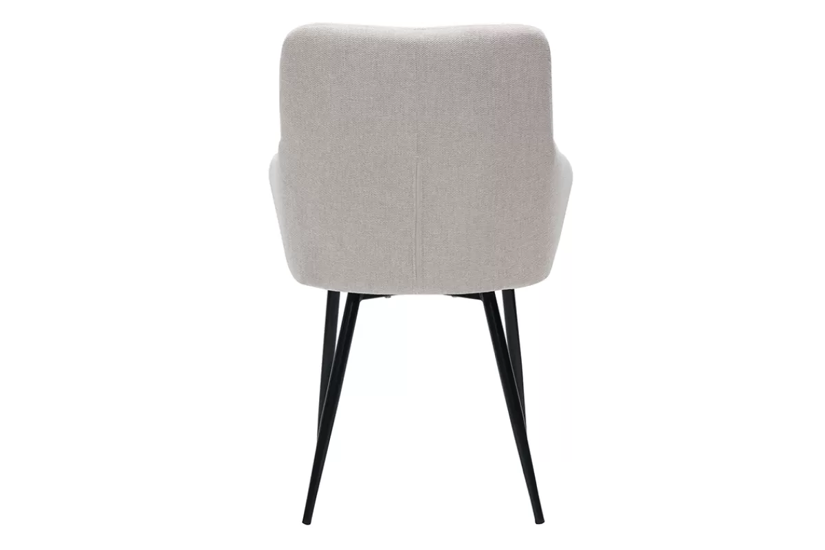 Miliboo Sillas Modernas-Set de 2 sillas acolchadas de diseño de tejido efecto aterciopelado texturizado beige y metal negro MONTERO