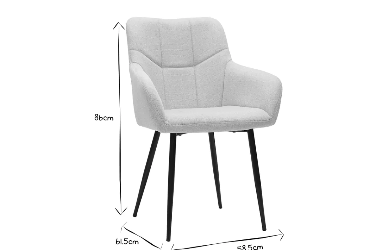 Miliboo Sillas Modernas-Set de 2 sillas acolchadas de diseño de tejido efecto aterciopelado texturizado beige y metal negro MONTERO