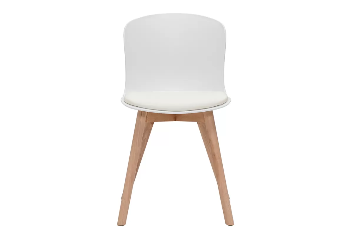 Miliboo Sillas Modernas-Set de 2 sillas blancas y de madera clara ARISTA