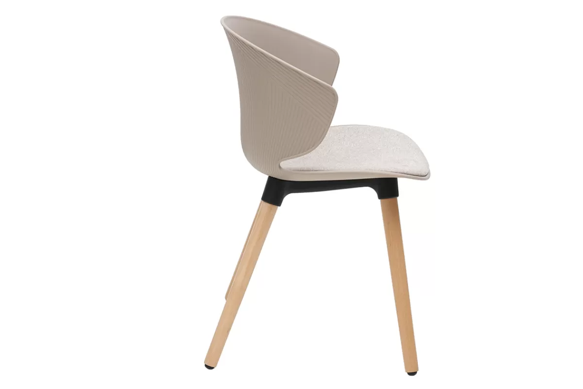 Miliboo Sillas Modernas-Set de 2 sillas de diseño de color topo y madera clara WING