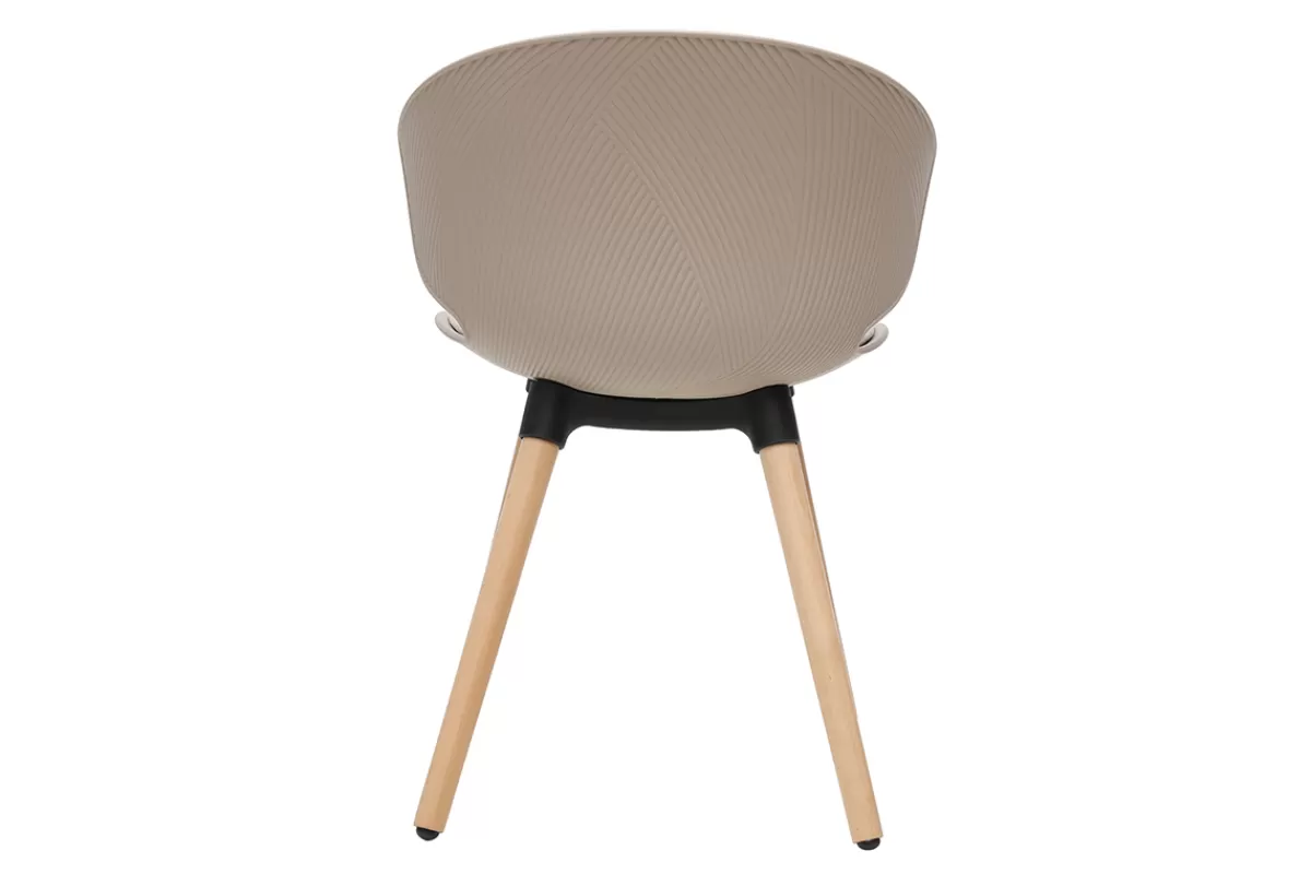 Miliboo Sillas Modernas-Set de 2 sillas de diseño de color topo y madera clara WING