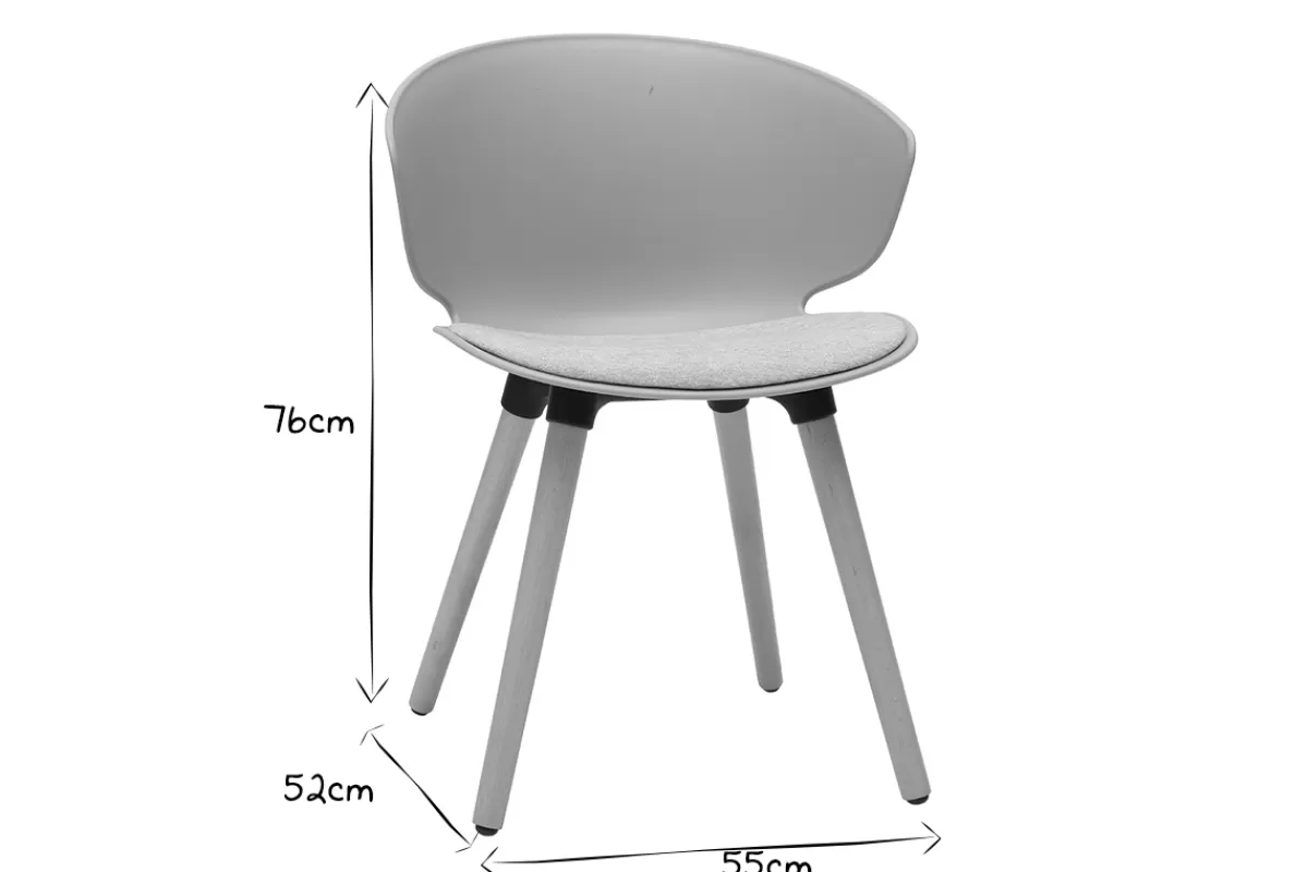 Miliboo Sillas Modernas-Set de 2 sillas de diseño de color topo y madera clara WING