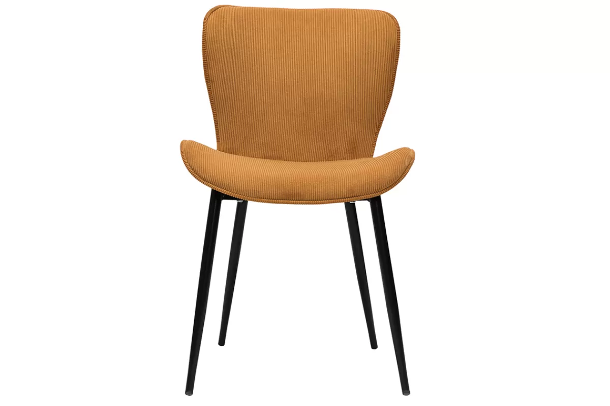 Miliboo Sillas Modernas-Set de 2 sillas de diseño de pana amarillo curry y metal negro ADDICT