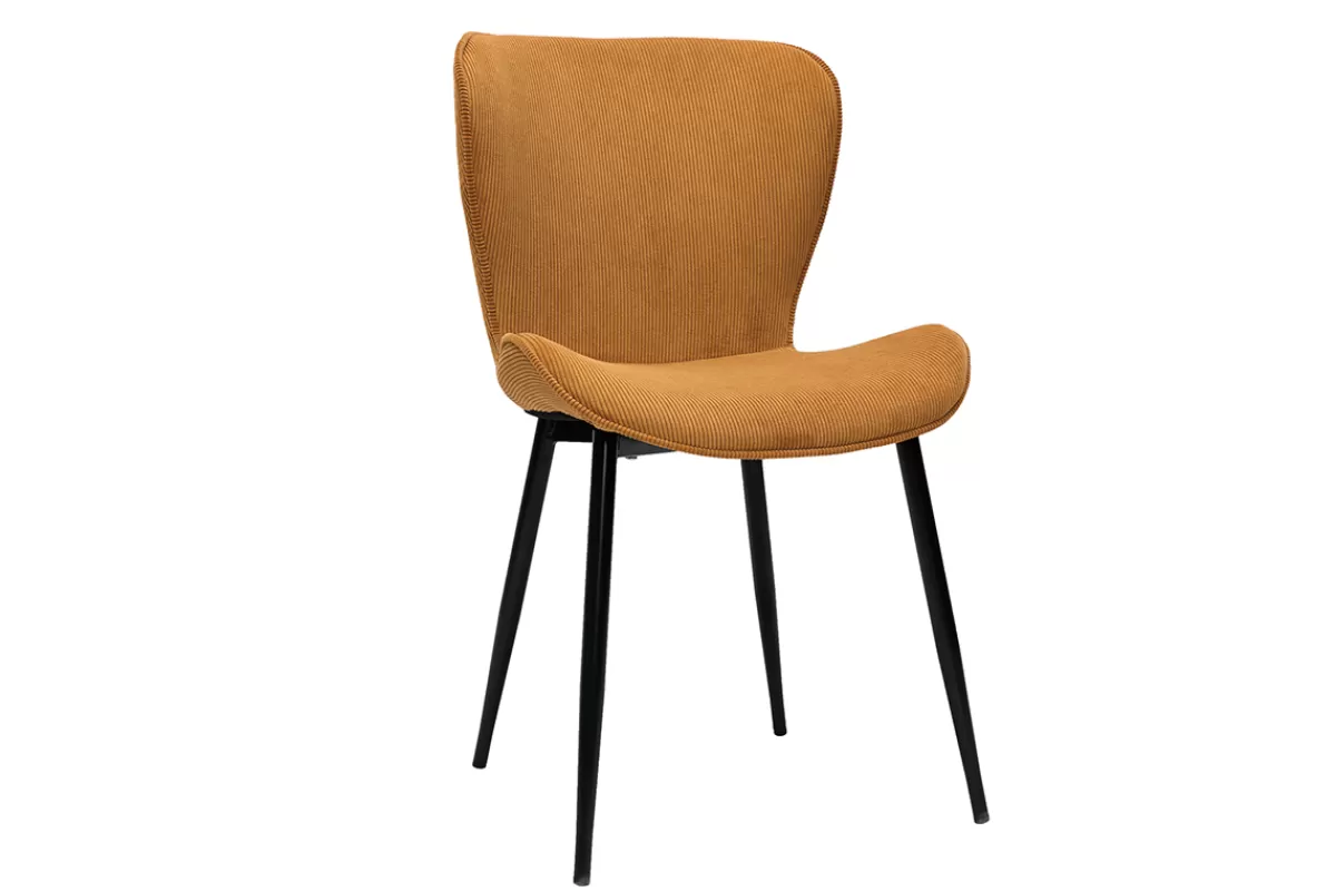Miliboo Sillas Modernas-Set de 2 sillas de diseño de pana amarillo curry y metal negro ADDICT