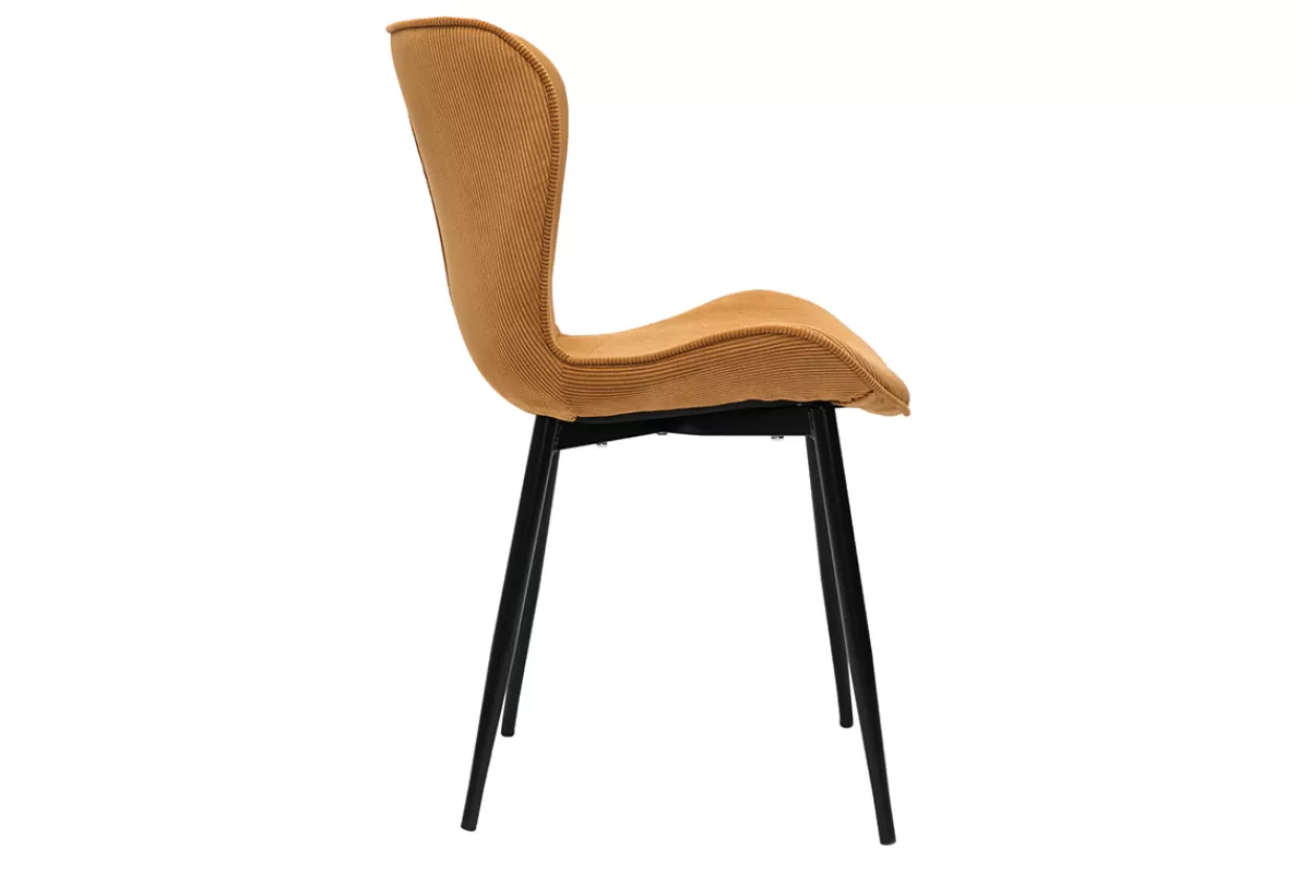 Miliboo Sillas Modernas-Set de 2 sillas de diseño de pana amarillo curry y metal negro ADDICT