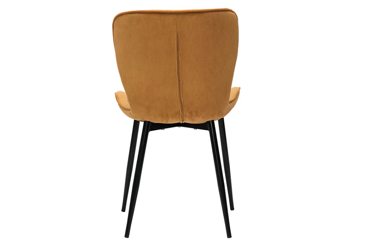 Miliboo Sillas Modernas-Set de 2 sillas de diseño de pana amarillo curry y metal negro ADDICT