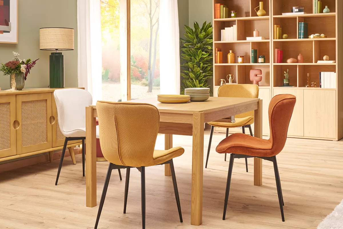 Miliboo Sillas Modernas-Set de 2 sillas de diseño de pana amarillo curry y metal negro ADDICT