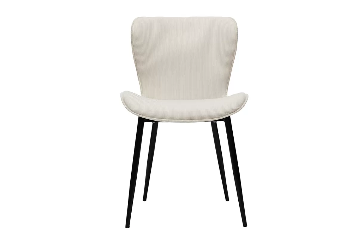 Miliboo Sillas Modernas-Set de 2 sillas de diseño de pana beige y metal negro ADDICT
