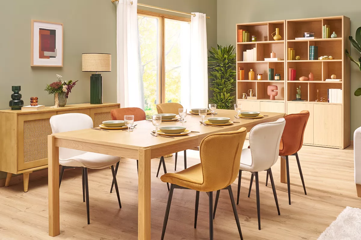 Miliboo Sillas Modernas-Set de 2 sillas de diseño de pana beige y metal negro ADDICT