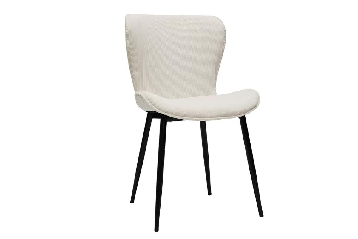 Miliboo Sillas Modernas-Set de 2 sillas de diseño de pana beige y metal negro ADDICT
