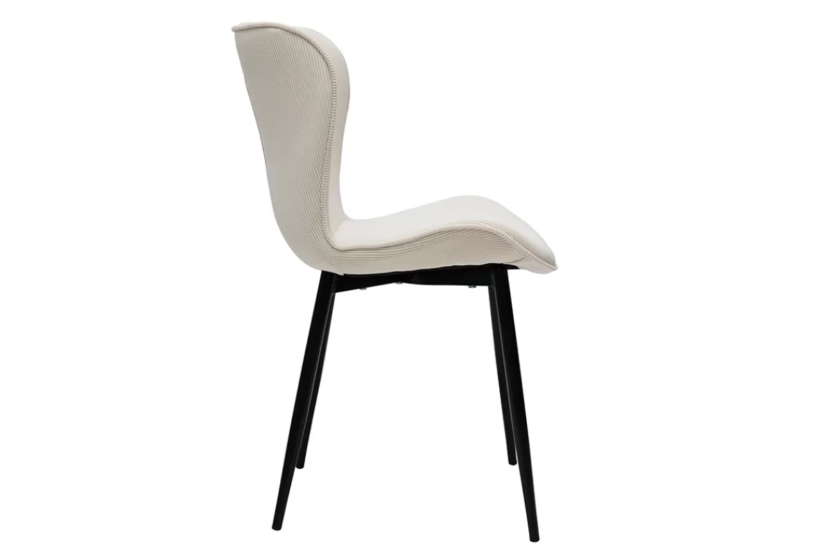 Miliboo Sillas Modernas-Set de 2 sillas de diseño de pana beige y metal negro ADDICT