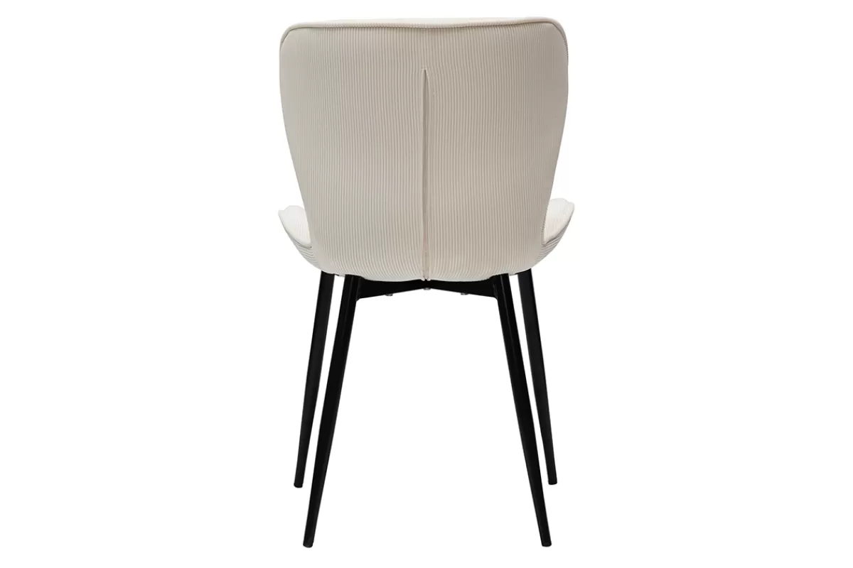 Miliboo Sillas Modernas-Set de 2 sillas de diseño de pana beige y metal negro ADDICT