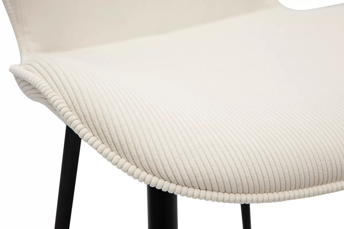 Miliboo Sillas Modernas-Set de 2 sillas de diseño de pana beige y metal negro ADDICT