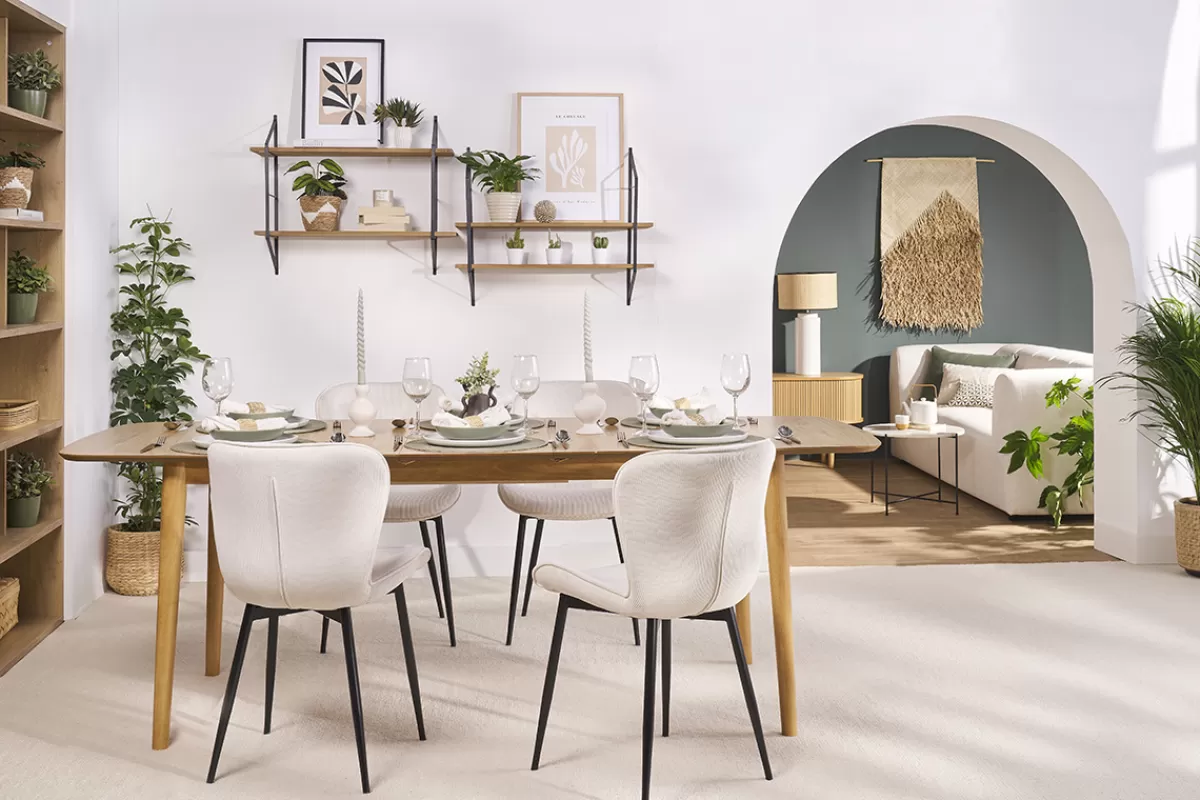 Miliboo Sillas Modernas-Set de 2 sillas de diseño de pana beige y metal negro ADDICT