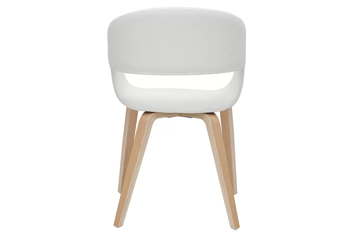 Miliboo Sillas Modernas-Set de 2 sillas de diseño de poliuretano blanco con patas de madera clara SLAM