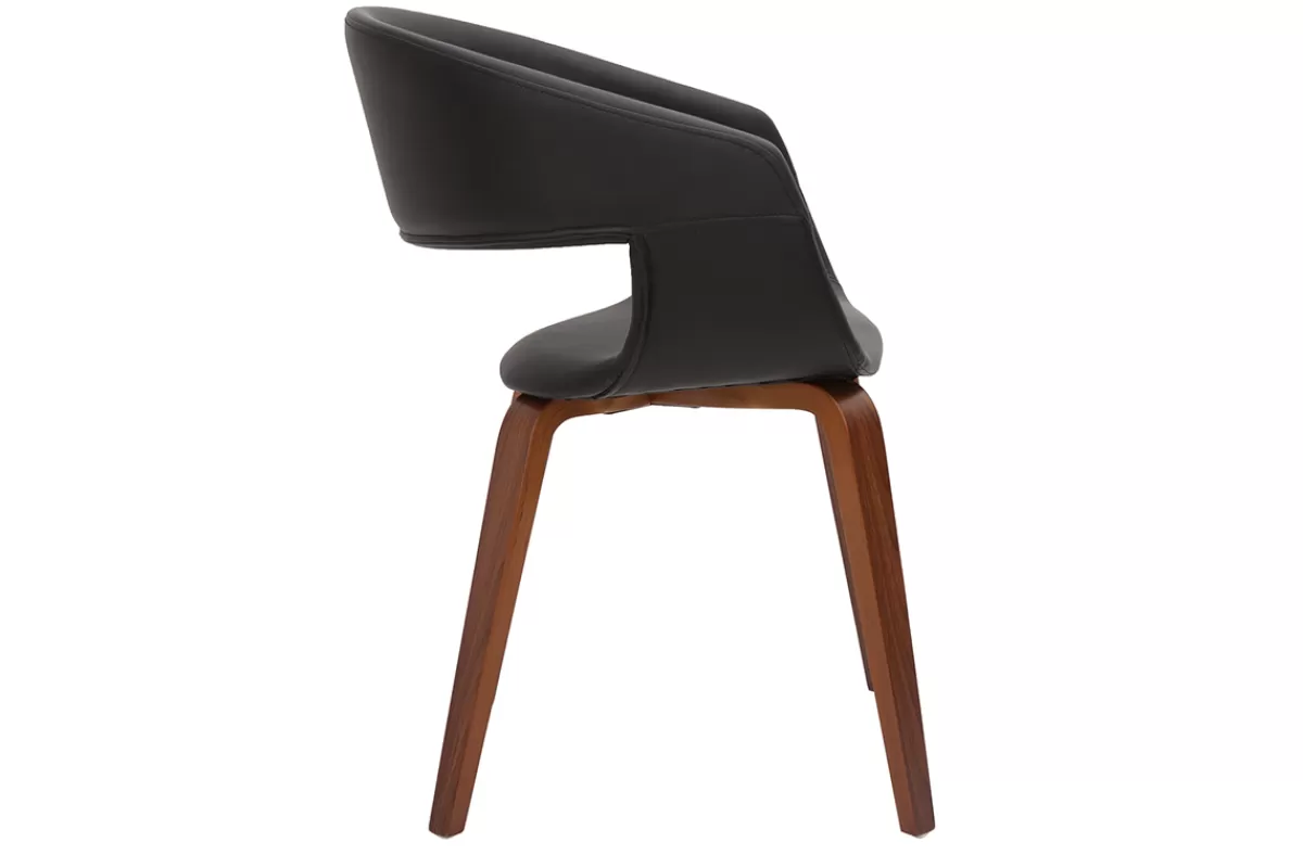 Miliboo Sillas Modernas-Set de 2 sillas de diseño de poliuretano negro con patas de madera oscura SLAM