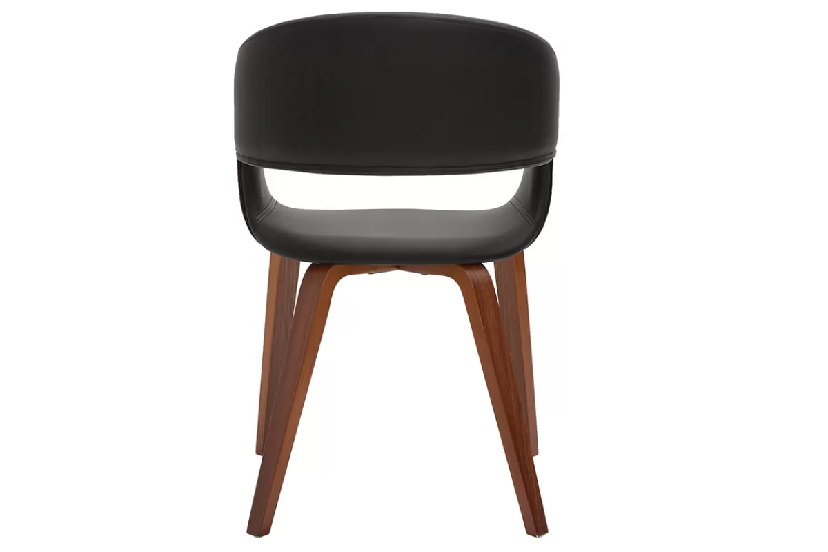 Miliboo Sillas Modernas-Set de 2 sillas de diseño de poliuretano negro con patas de madera oscura SLAM