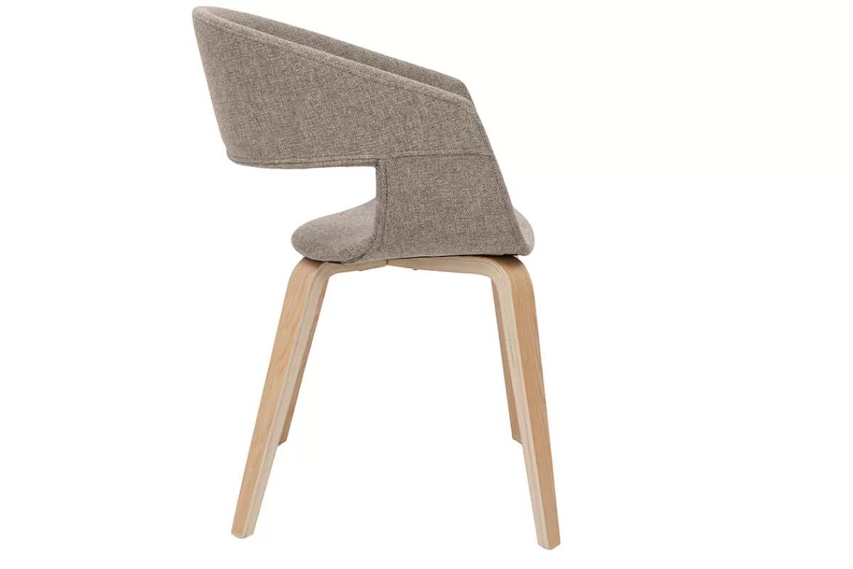Miliboo Sillas Modernas-Set de 2 sillas de diseño de tela color topo con patas de madera clara SLAM