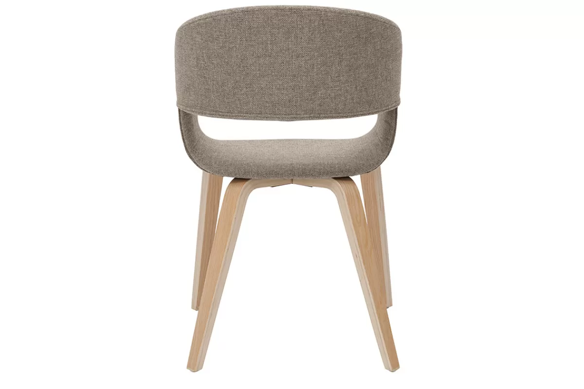 Miliboo Sillas Modernas-Set de 2 sillas de diseño de tela color topo con patas de madera clara SLAM