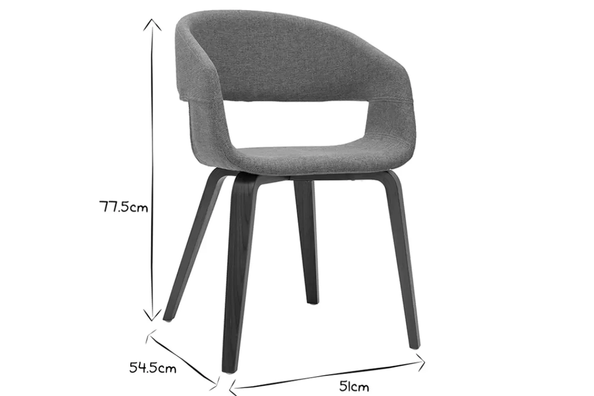 Miliboo Sillas Modernas-Set de 2 sillas de diseño de tela color topo con patas de madera clara SLAM