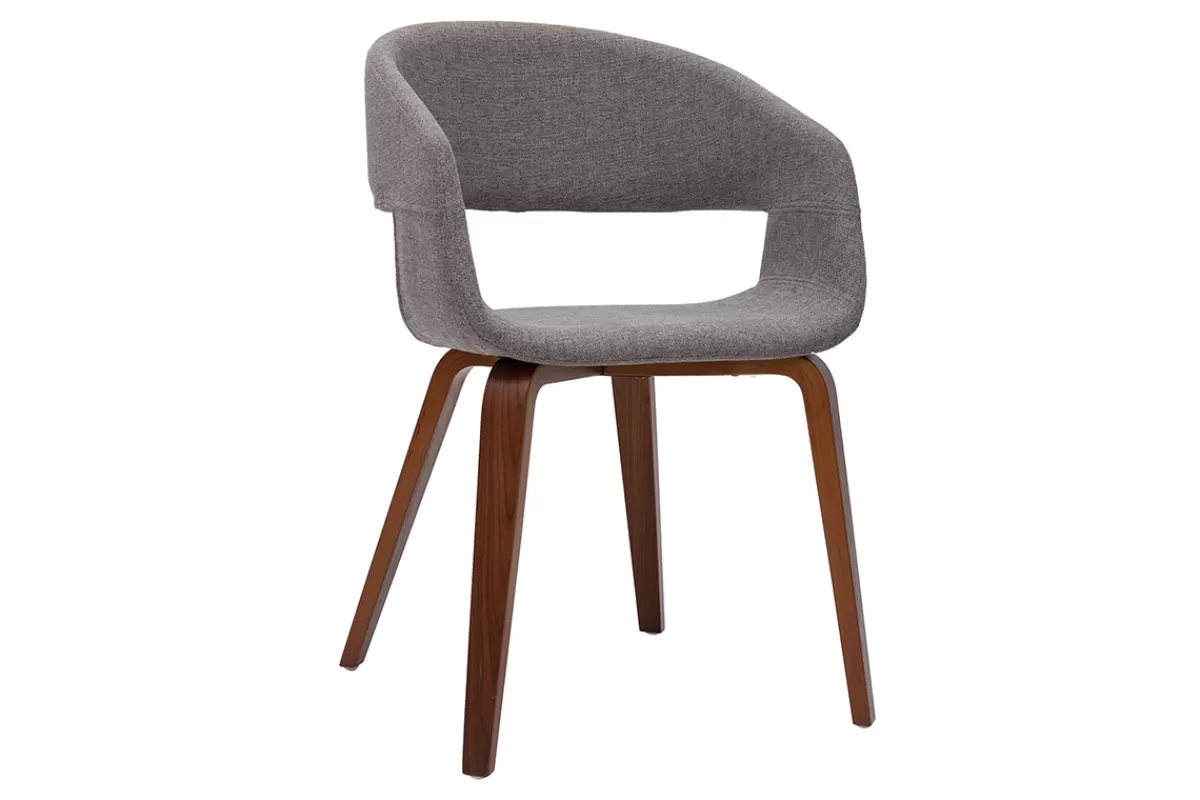 Miliboo Sillas Modernas-Set de 2 sillas de diseño de tela gris claro con patas de madera oscura SLAM