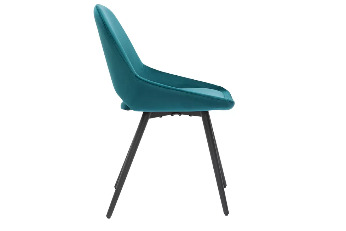 Miliboo Sillas Modernas-Set de 2 sillas de diseño de terciopelo azul petróleo y metal negro BODEGA
